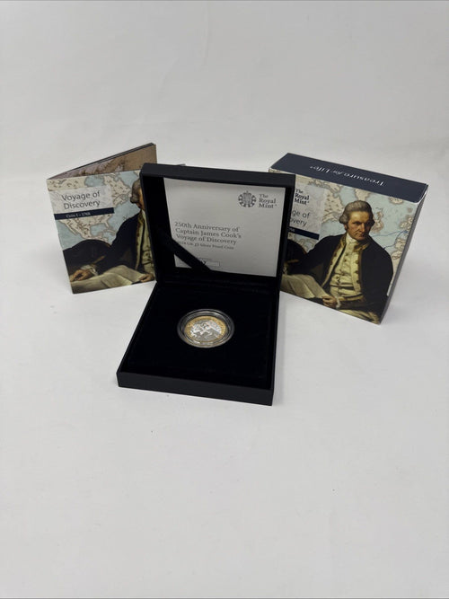 Exclusive Coins UK 2018 £2 Captain James Cook Voyage of Discovery I Silver Proof 1768-2018Â