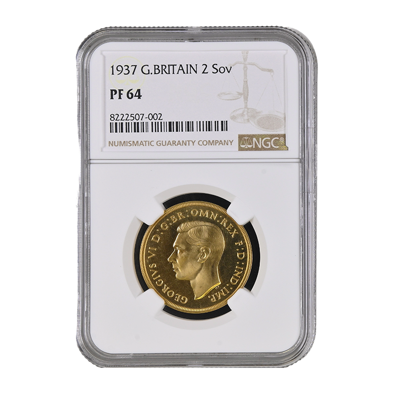 1937 George VI Proof Plain Edge Double Sovereign NGC PF 64