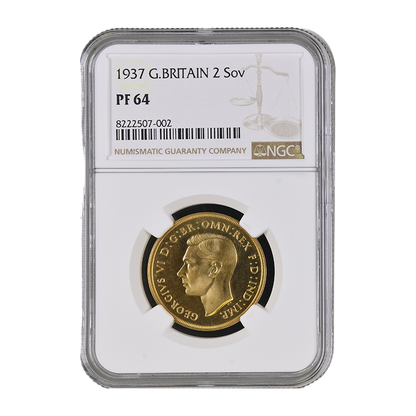 1937 George VI Proof Plain Edge Double Sovereign NGC PF 64