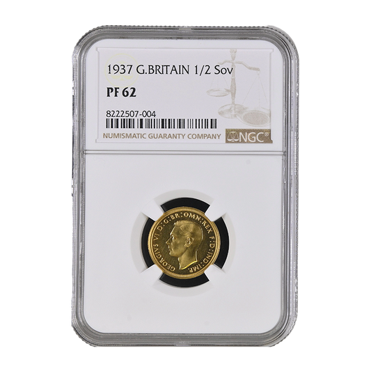 1937 George VI Proof Plain Edge Half Sovereign NGC 62