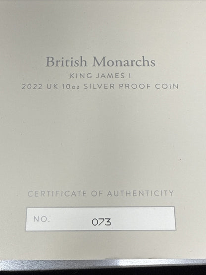 2022 King James I Uk 10oz Silver Proof Coin Royal Mint Low Cert Number
