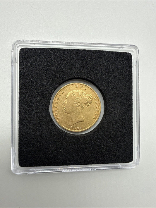 Exclusive Coins 1859 Queen Victoria Half Sovereign Shield Reverse 22k