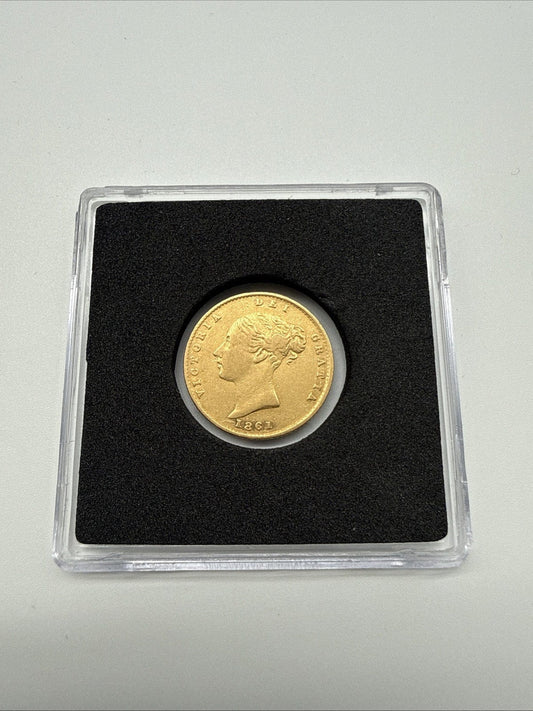 Exclusive Coins 1861 Queen Victoria Shield Reverse Half Sovereign Struck In London 22k