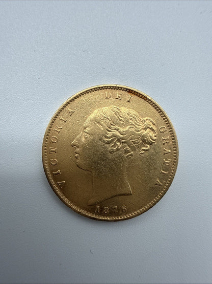 Exclusive Coins 1876 Queen Victoria Shield Reverse Half Sovereign 22k Nice Grade