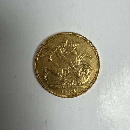 Exclusive Coins 1884 Melbourne Queen Victoria Young Head Full Gold Sovereign 22k