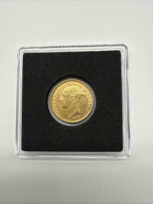 Exclusive Coins 1885 Queen Victoria Shield Reverse Half Sovereign Young Head  22k