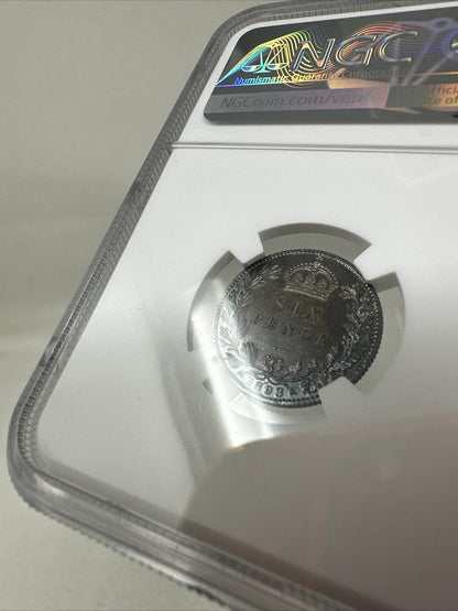 Exclusive Coins 1893 Great Britain SixPence Queen Victoria Veiled Head  NGC PF 62 Silver
