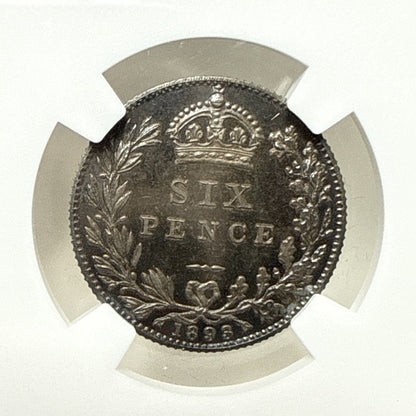 Exclusive Coins 1893 Great Britain SixPence Queen Victoria Veiled Head  NGC PF 62 Silver