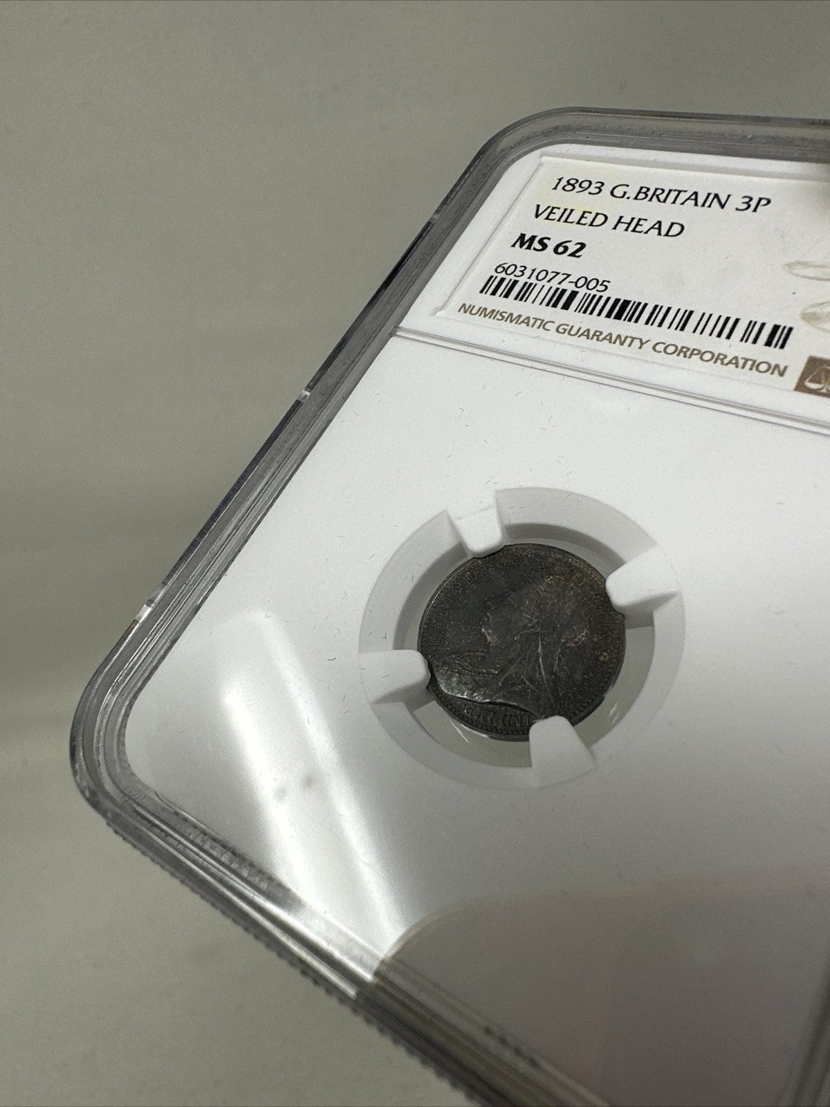 Exclusive Coins 1893 Great Britain  Three pence Queen Victoria Veiled Head Mint State Coin 62