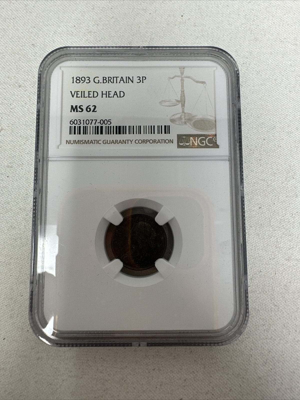 Exclusive Coins 1893 Great Britain  Three pence Queen Victoria Veiled Head Mint State Coin 62