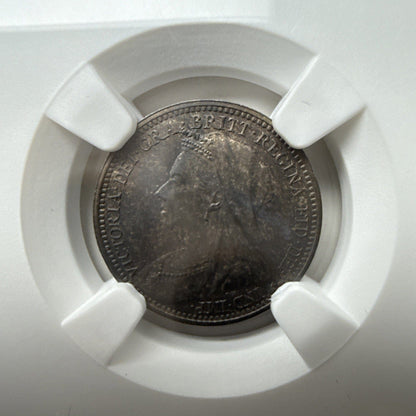 Exclusive Coins 1893 Great Britain  Three pence Queen Victoria Veiled Head Mint State Coin 62