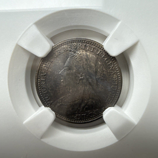 Exclusive Coins 1893 Great Britain  Three pence Queen Victoria Veiled Head Mint State Coin 62