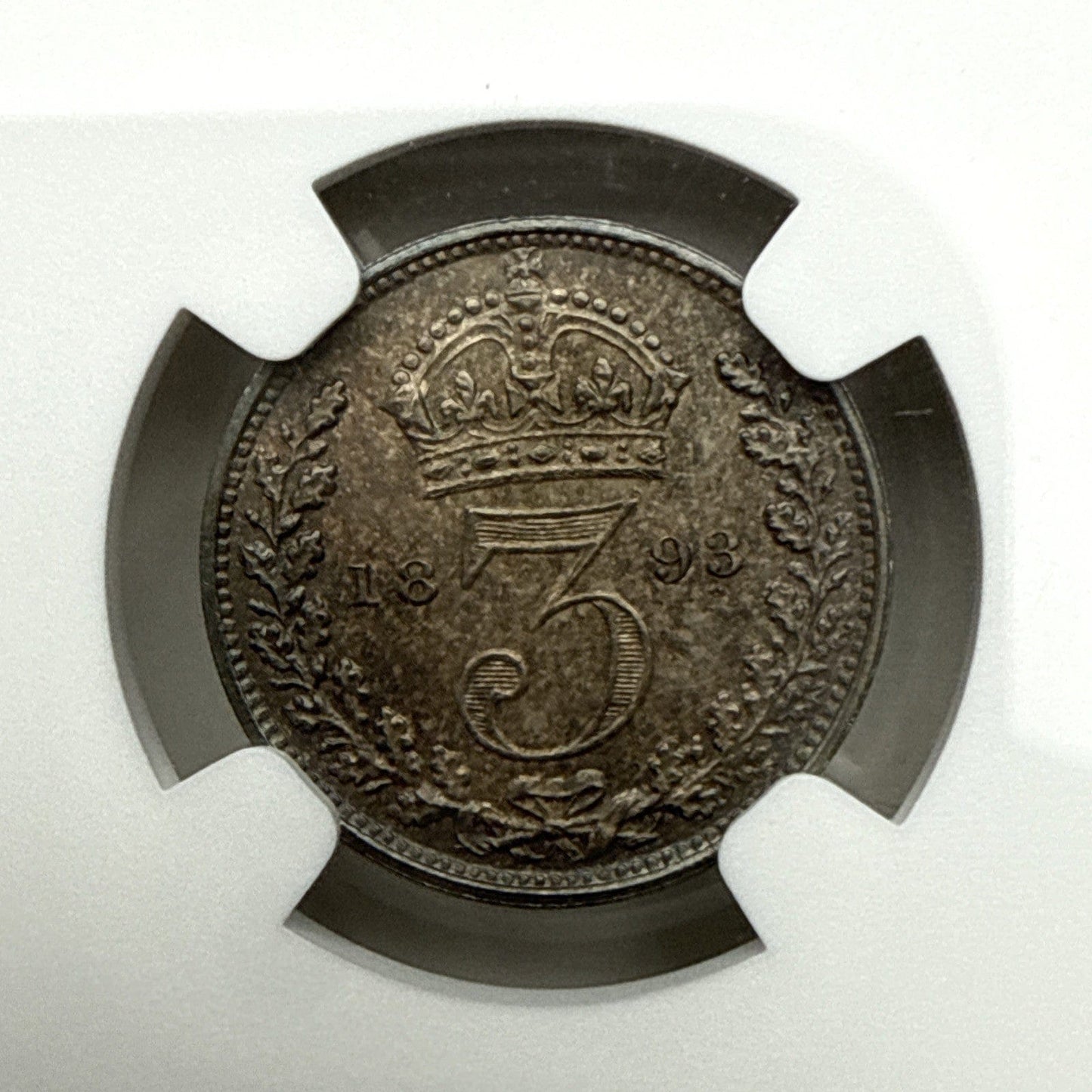 Exclusive Coins 1893 Great Britain  Three pence Queen Victoria Veiled Head Mint State Coin 62