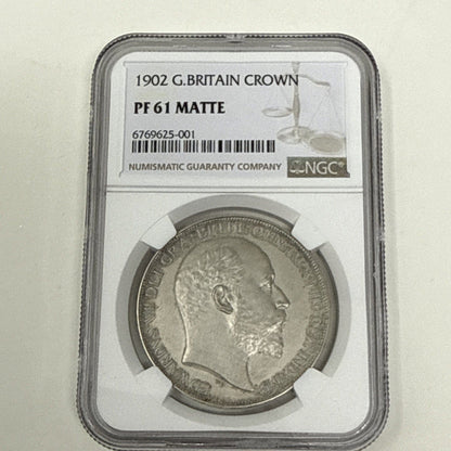 Exclusive Coins 1902 king Edward VII Coronation  Matte Proof  Full Crown NGC 61