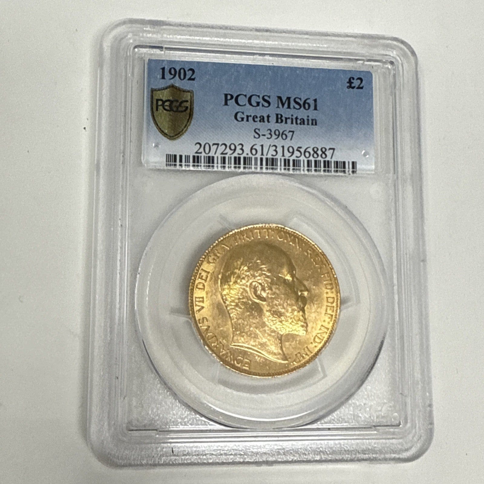 Exclusive Coins 1902 King Edward VII Curancy Gold Two Pound PCGS MS 61