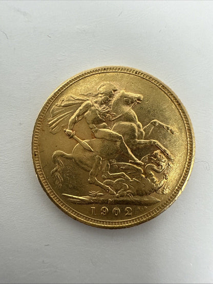 Exclusive Coins 1902 King Edward VII Full Gold Sovereign Coronation Year 22k