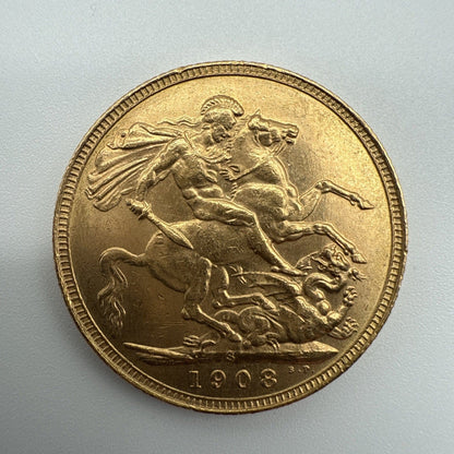 Exclusive Coins 1908 King Edward  VII Full Gold Sovereign 22k