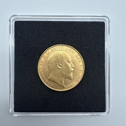 Exclusive Coins 1909 King Edward VII Full Gold Sovereign 22k