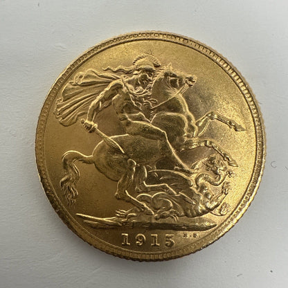 Exclusive Coins 1915 King George V Full Gold Sovereign Minted In London 22k