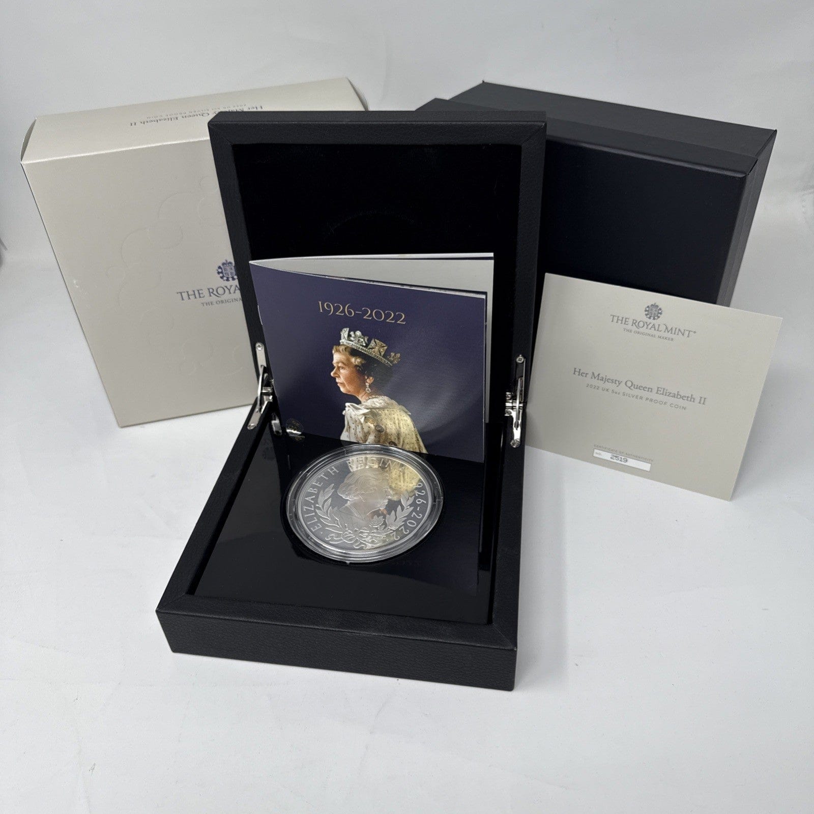 Exclusive Coins 1926 - 2022.  Memorial 5 Oz Fine Silver Proof Coin Queen Elizabeth II Royal Mint