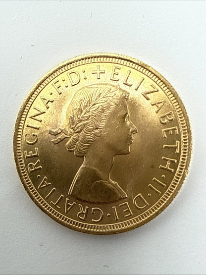 Exclusive Coins 1957 Queen Elizabeth II First Issue Full Gold Sovereign Nice Grade
