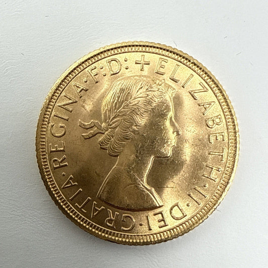 Exclusive Coins 1958 Queen Elizabeth II Full Gold Sovereign Nice Example 22k