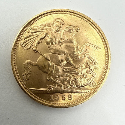 Exclusive Coins 1958 Queen Elizabeth II Full Gold Sovereign Nice Example 22k
