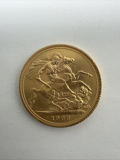 Exclusive Coins 1966 Queen Elizabeth II Gold Full Sovereign Nice Example 22k 7.98g #2