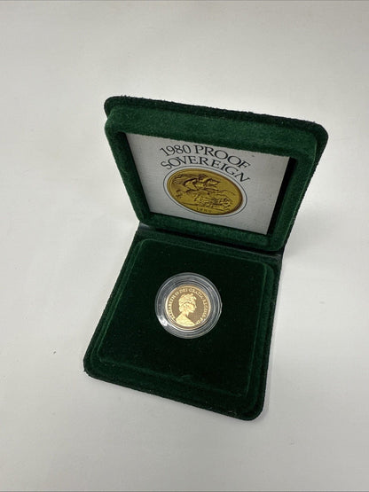 Exclusive Coins 1980 Queen Elizabeth II Proof Full Gold Sovereign Royal Mint (Cased & Certs )