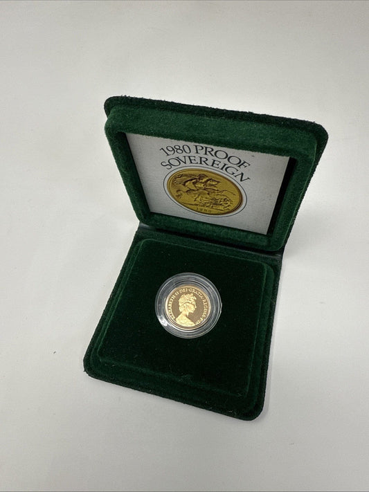 Exclusive Coins 1980 Queen Elizabeth II Proof Full Gold Sovereign Royal Mint (Cased & Certs )