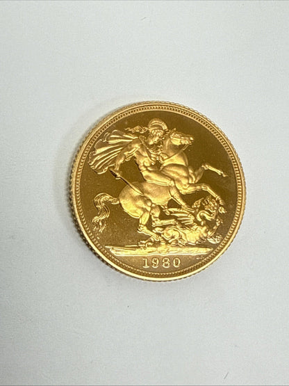 Exclusive Coins 1980 Queen Elizabeth II Proof Full Gold Sovereign Royal Mint (Cased & Certs ) #2