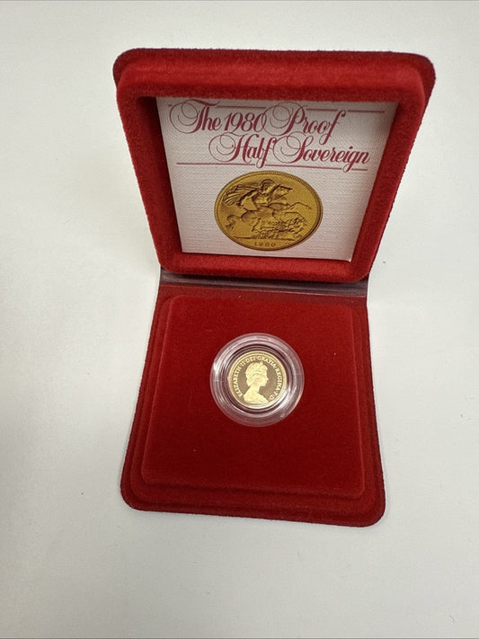 Exclusive Coins 1980 Queen Elizabeth II Proof Half Sovereign (case & Certs ) Royal Mint