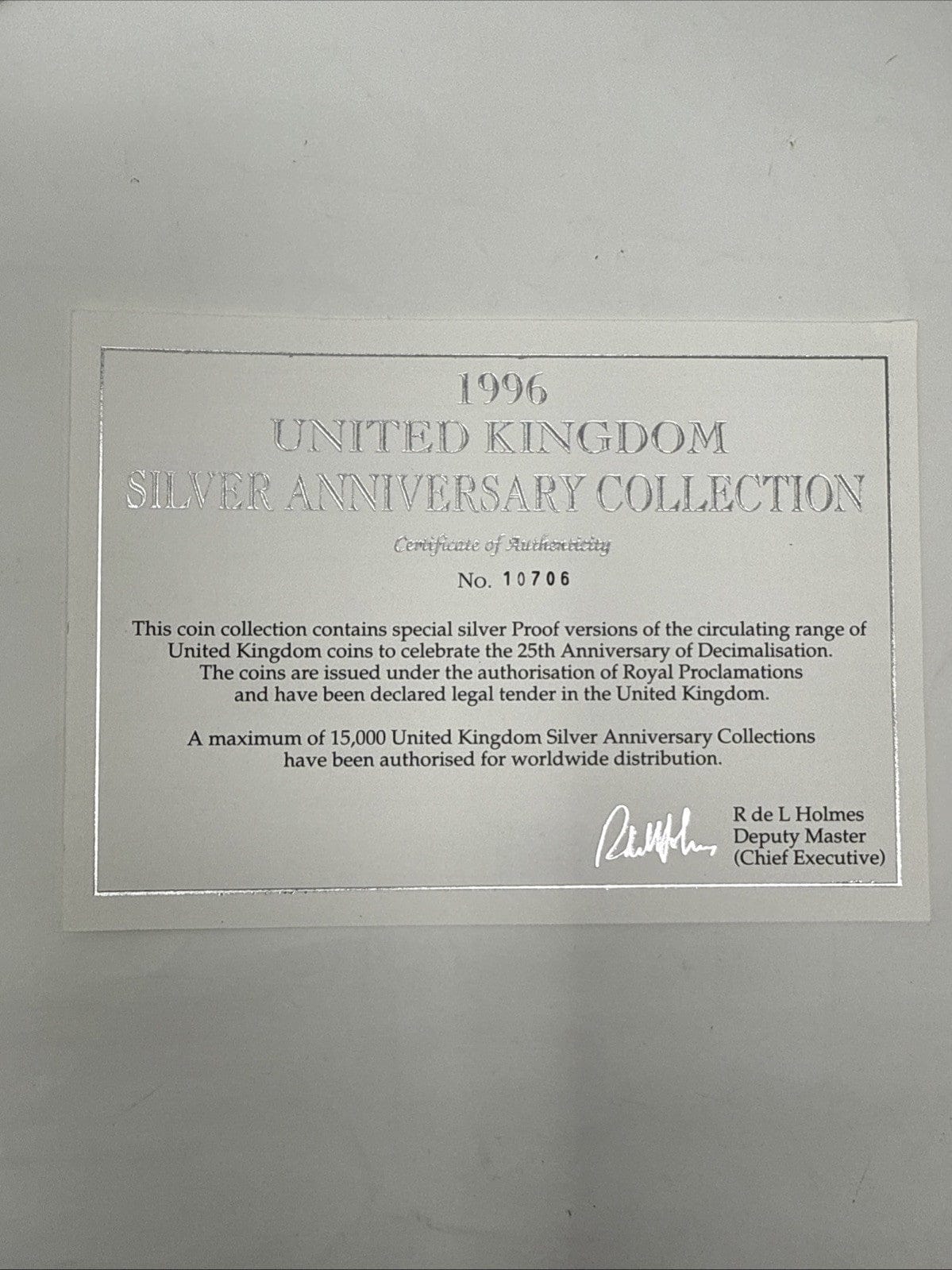 Exclusive Coins 1996 All Change Proof Silver Royal Mint Set Complete With COA