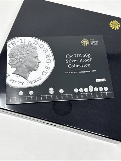 Exclusive Coins 2009 Silver 50p Proof Collection 40th Anniversary 1969-2009 Includi. Kew Gardens