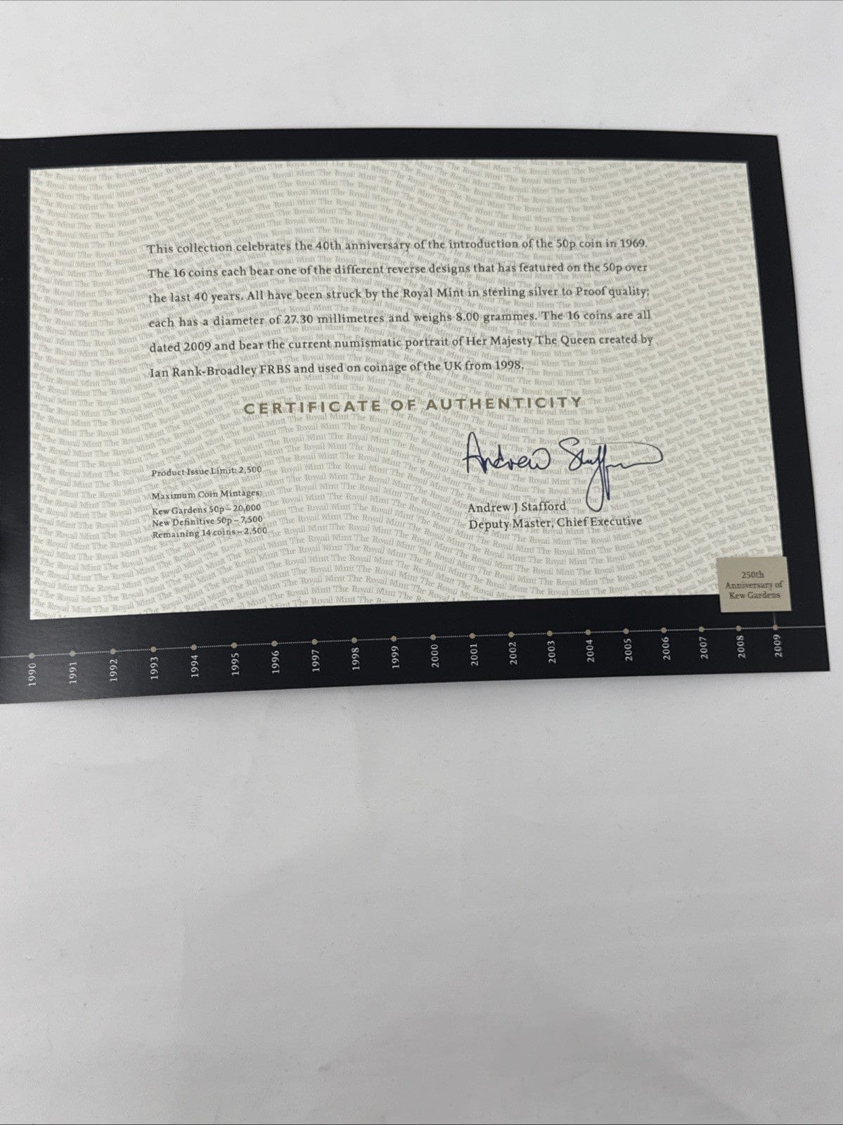 Exclusive Coins 2009 Silver 50p Proof Collection 40th Anniversary 1969-2009 Includi. Kew Gardens