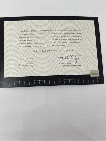 Exclusive Coins 2009 Silver 50p Proof Collection 40th Anniversary 1969-2009 Includi. Kew Gardens