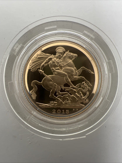 Exclusive Coins 2015 Fifth portrait Of Queen Elizabeth II Proof Full Gold Sovereign Royal Mint