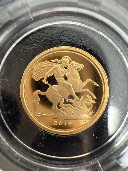 Exclusive Coins 2016 Queen Elizabeth II Proof 1/4 Sovereign James Butler Design Royal Mint