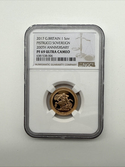 Exclusive Coins 2017 200th anniversary full gold sovereign PF 69 Ultra Cameo