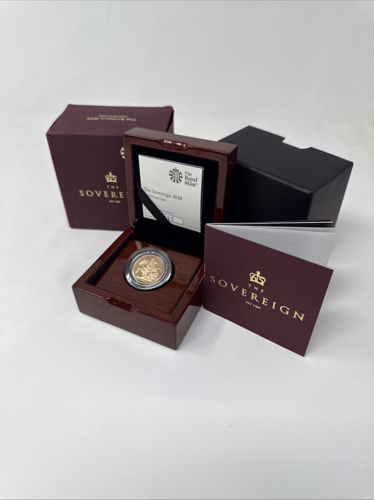 Exclusive Coins 2018 Queen Elizabeth II Proof Full Gold Sovereign  Royal Mint 65th Anniversary