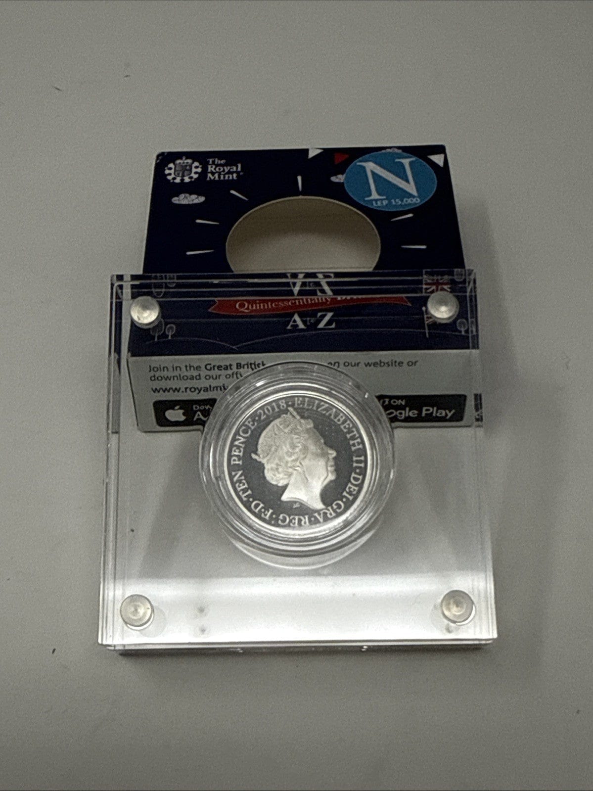 Exclusive Coins 2018 UK SILVER PROOF 10P COIN LETTER N IN ROYAL MINT BOX