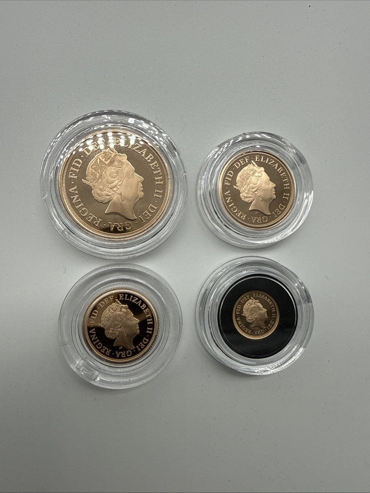 Exclusive Coins 2019 Queen Elizabeth II Proof Four Coin Sovereign Set Royal Mint 22k Gold