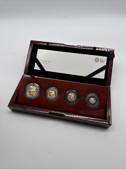 Exclusive Coins 2019 Queen Elizabeth II Proof Four Coin Sovereign Set Royal Mint 22k Gold
