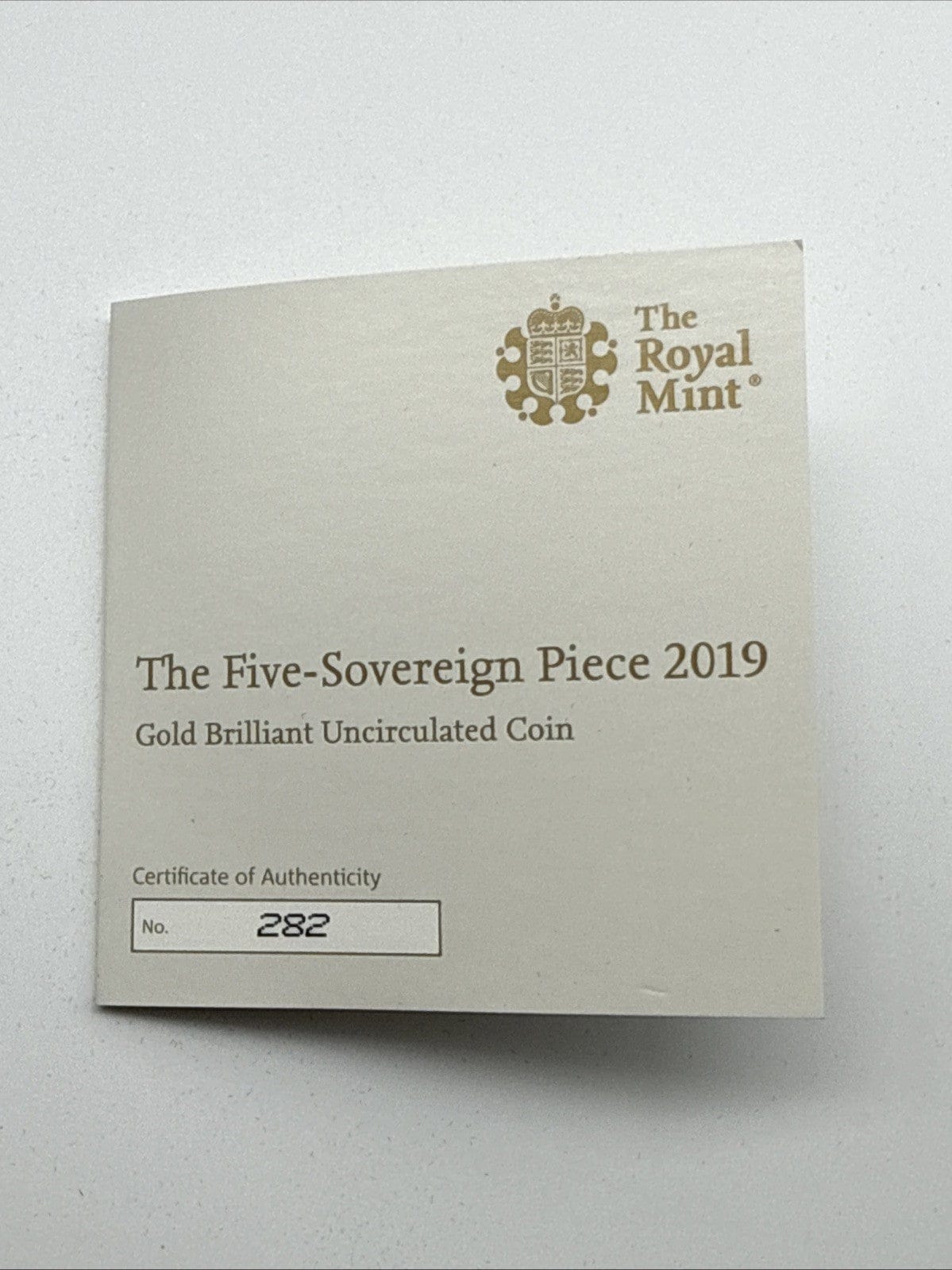 Exclusive Coins 2019 The Five Sovereign Piece Gold Bu Coin 22k Royal Mint Matte Finish