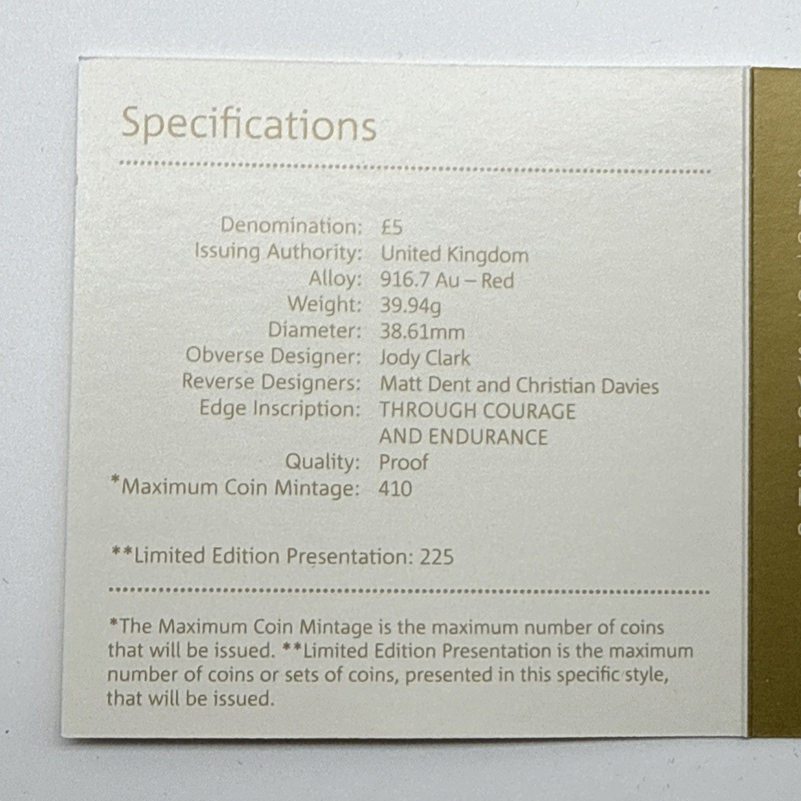 Exclusive Coins 2020 The 75th Anniversary Of The End Of The Second World War £5 Gold Proof Coin