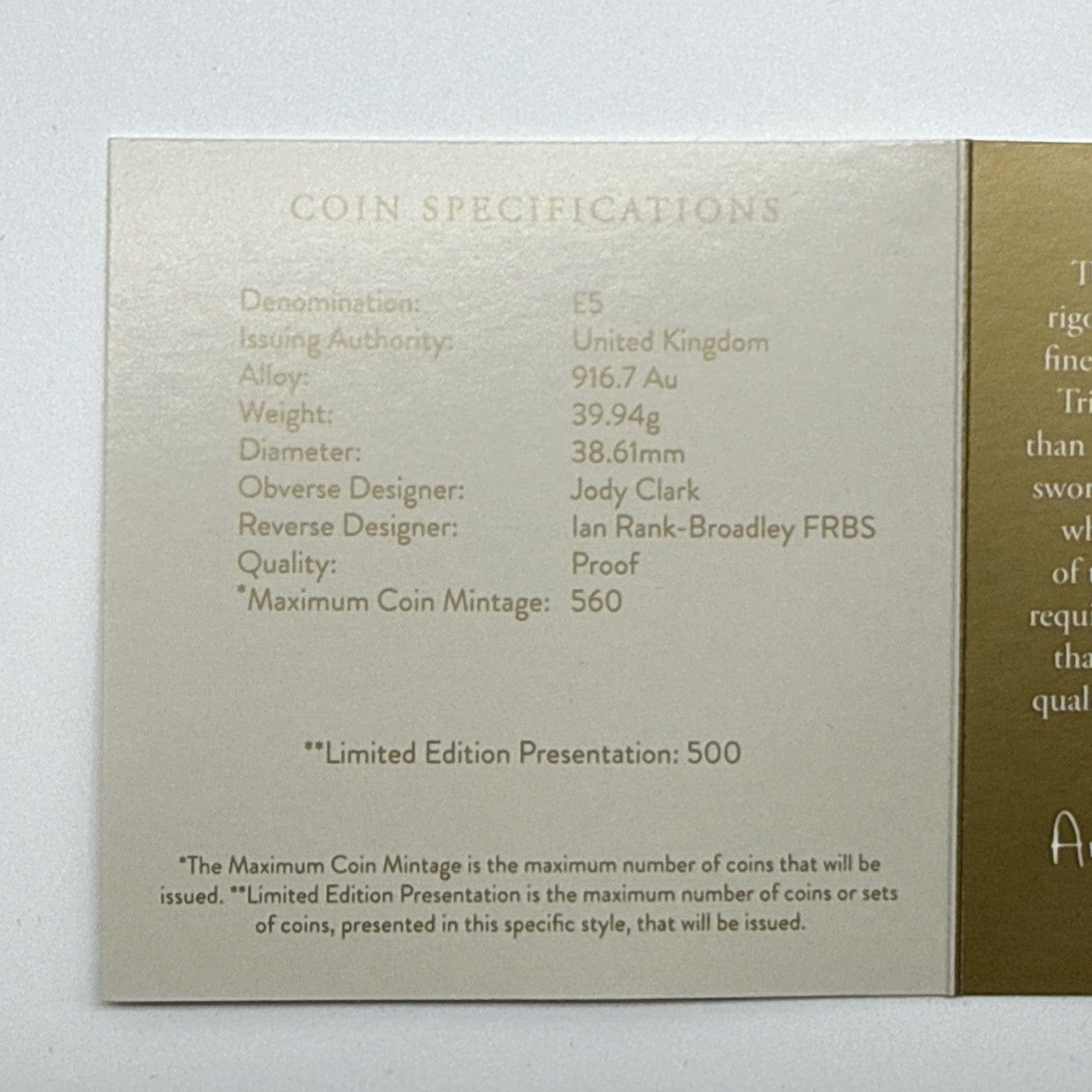 Exclusive Coins 2021 Prince Philip Uk Gold Proof £5 Coin 22k Royal Mint