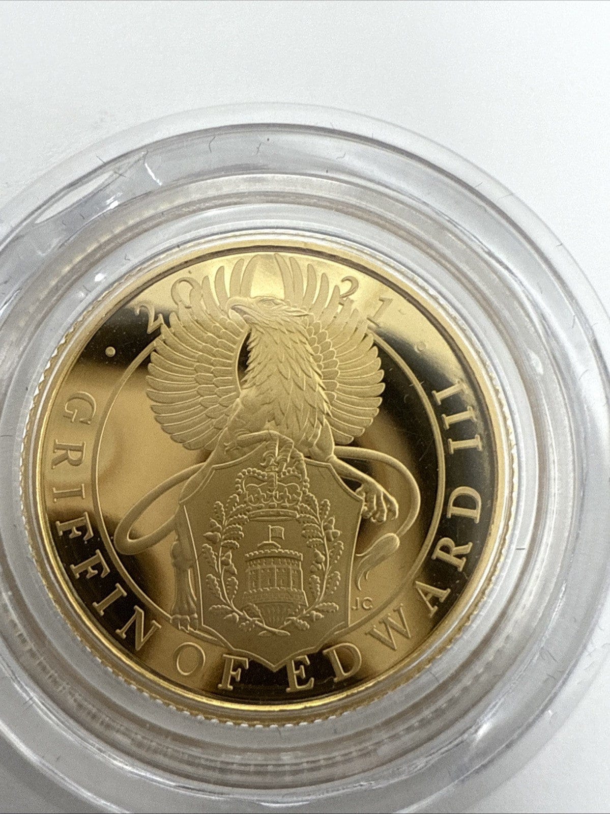 Exclusive Coins 2021 Queens Beast Proof 1/4 Oz The Griffin Of Edward III 24k Coin Royal Mint