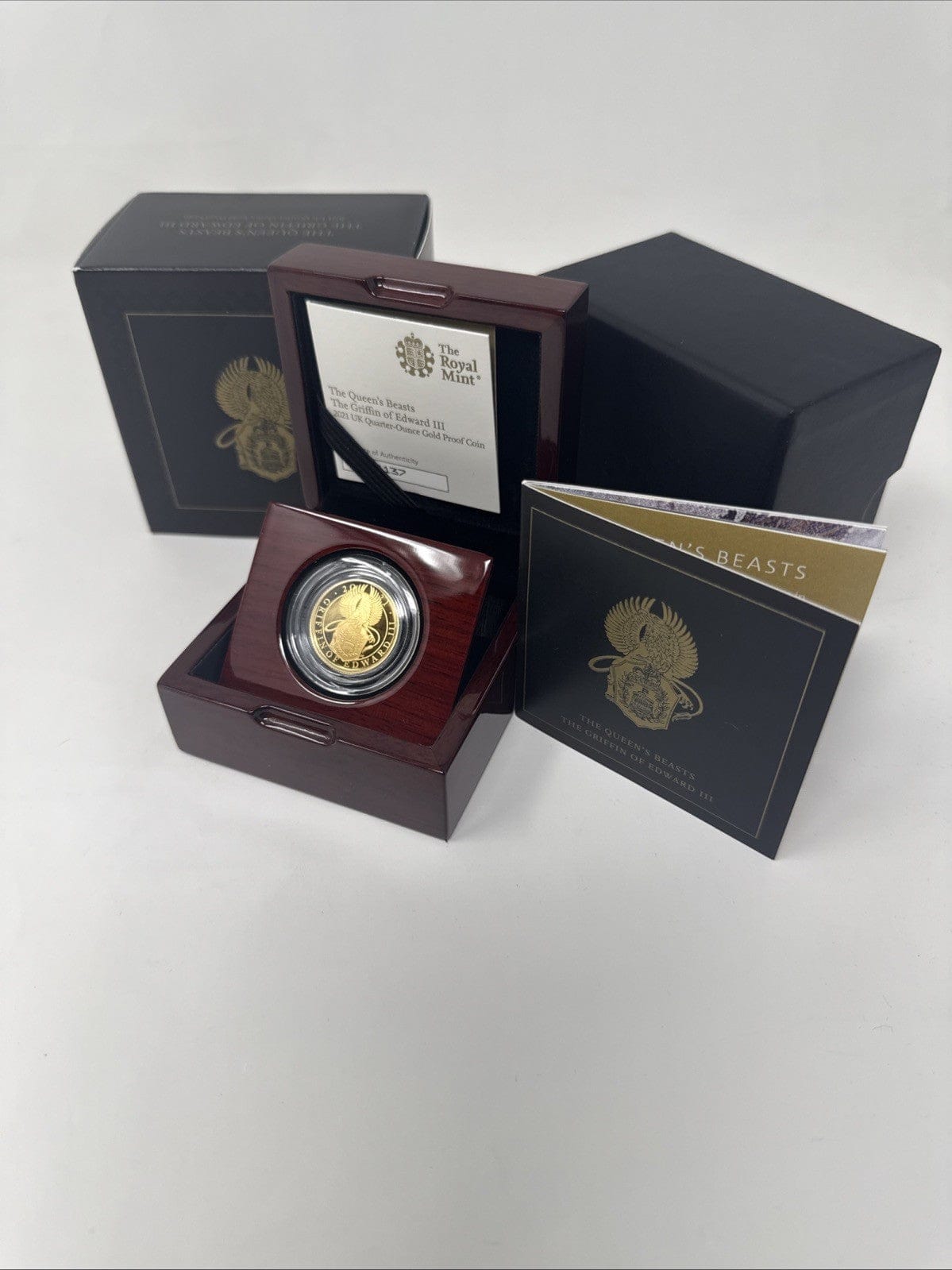 Exclusive Coins 2021 Queens Beast Proof 1/4 Oz The Griffin Of Edward III 24k Coin Royal Mint #2