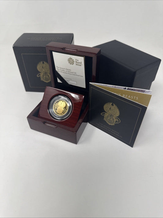 Exclusive Coins 2021 Queens Beast Proof 1/4 Oz The Griffin Of Edward III 24k Coin Royal Mint #2