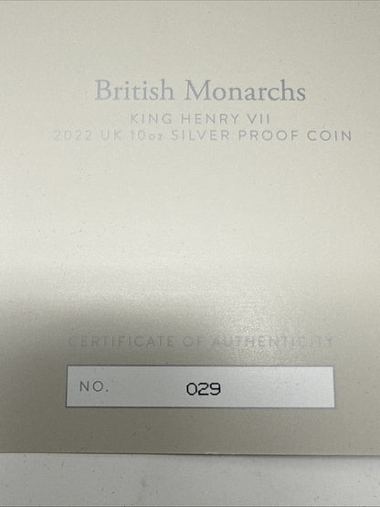 Exclusive Coins 2022 King Henry VII 10oz  Fine Silver Proof Coin Very Low Cert  No 29 Royal Mint